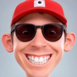 Animated character with sunglasses and red cap.